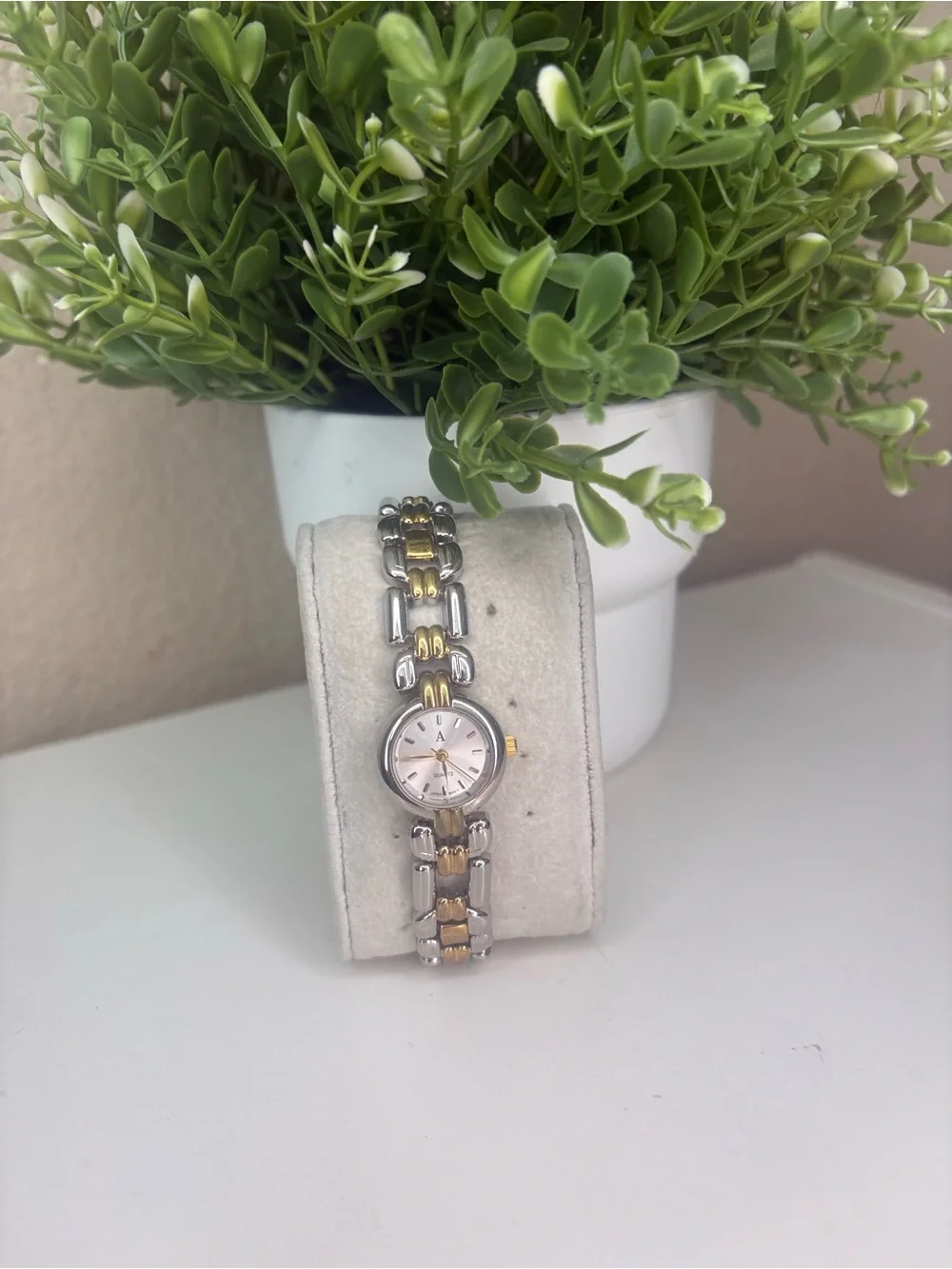 Vintage Two-Tone Silver & Gold Link Quartz Watch Japan Movement